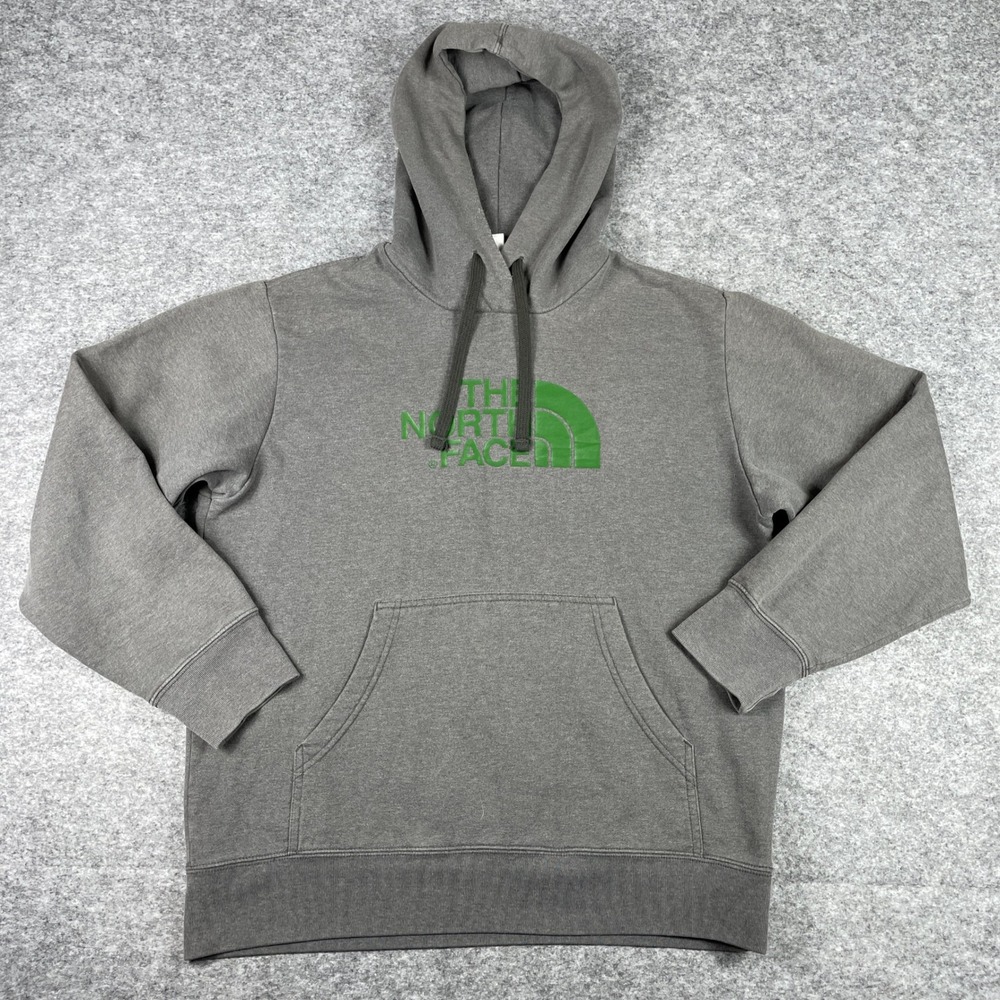 The North Face Hoodie Mens L Gray Green Half Dome Pullover Sweatshirt